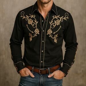 Scully Embroidered Country Western Snap Button Shirt